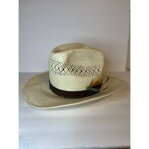 Vintage Stetson Roadrunner Size 7 Bryant Finish Straw Western Cowboy Hat Stiff